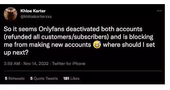 OnlyFans deactivated tweet