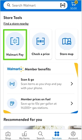 Tap Walmart Pay