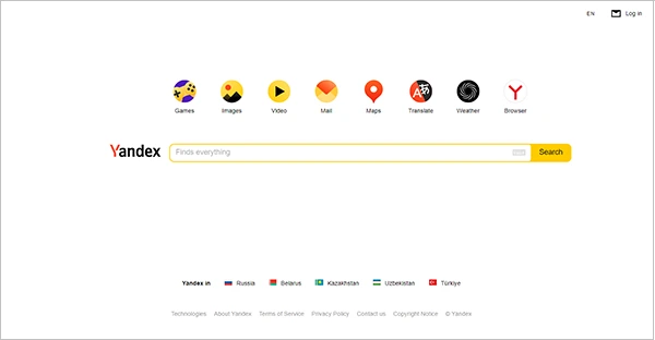 Yandex homepage