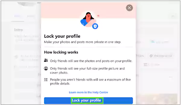 Click Lock your profile