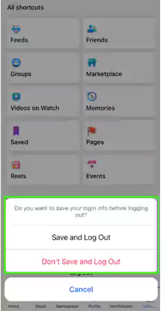 Select one of the log out options