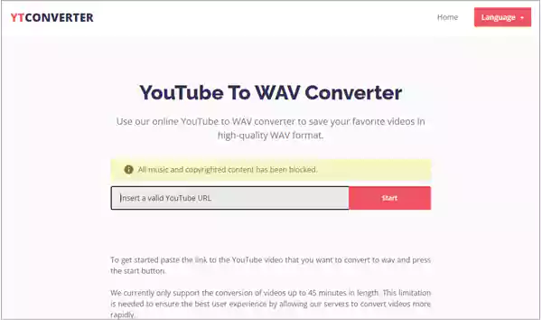 YT Converter’s interface