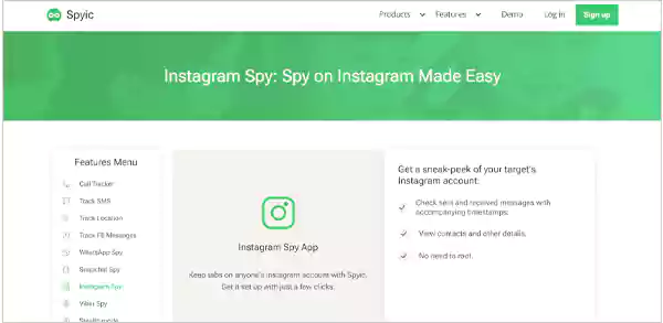 Instagram Spy by Spyic homepage