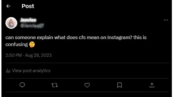 What does CFS mean on Instagram’ tweet