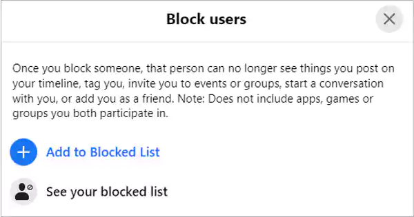 Click See your blocked list