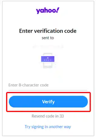 Enter verification code select Verify