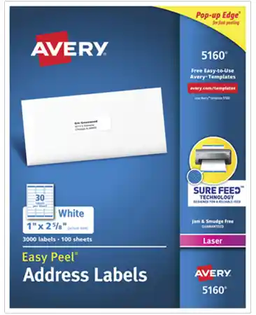 Printed Labels of Avery 5160 Template