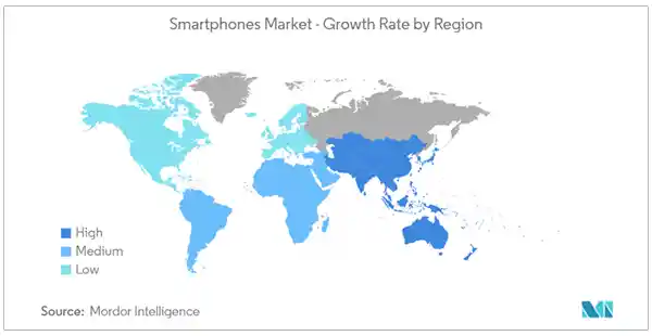 Smartphone Sales Growth Rate by Reigon