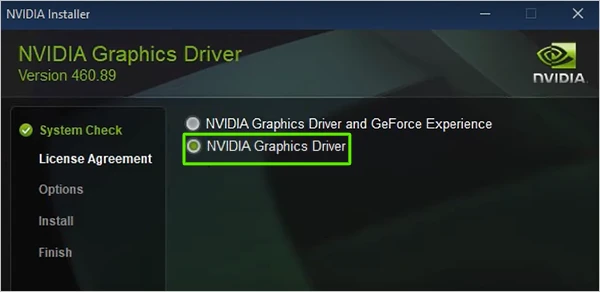 Choose NVIDIA GRAPHICS DRIVER
