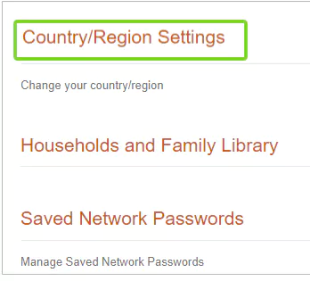 Click on Country Region Settings