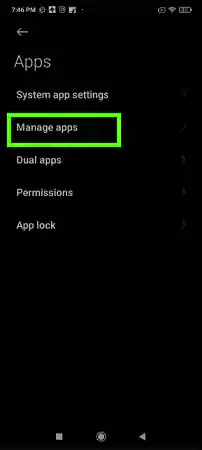 Click on Manage apps