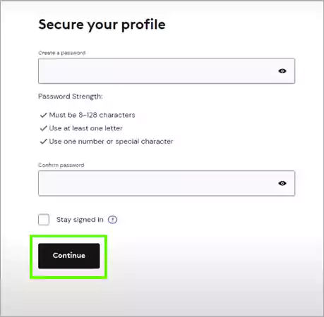 Create a new password