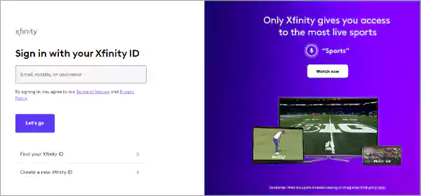 Enter your Xfinity ID
