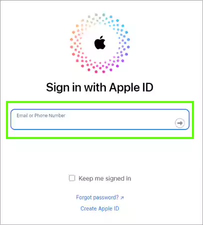 Enter your email ID or phone number