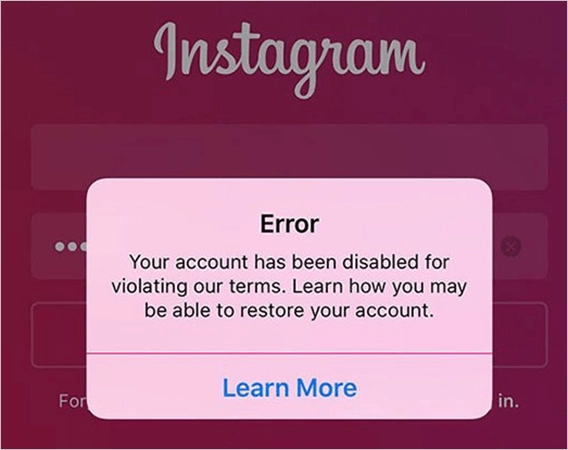 Account suspended from Instagram