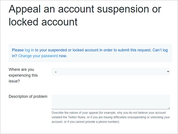 Appeal a locked or suspended account