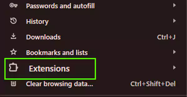 Click on Extensions