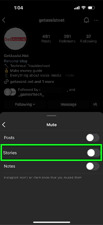 Turn off Stories