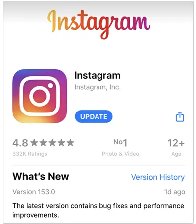 update the Instagram app. 