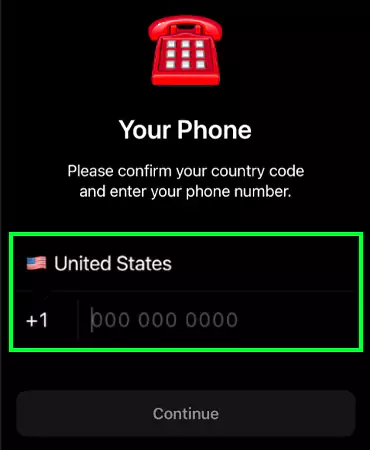 Enter your number and country code