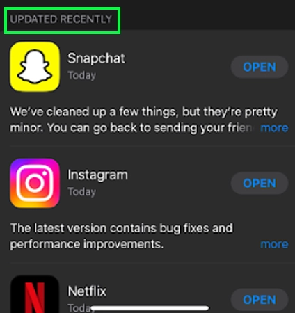 Navigate to the update section