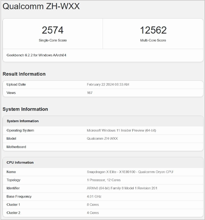 Qualcomm Snapdragon X Elite Benchmark