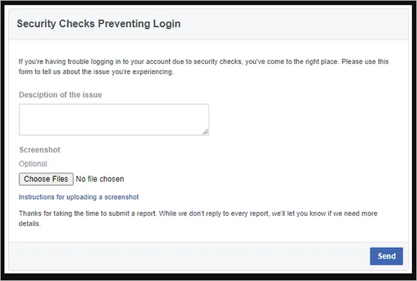 “Security Checks Preventing Login” Form