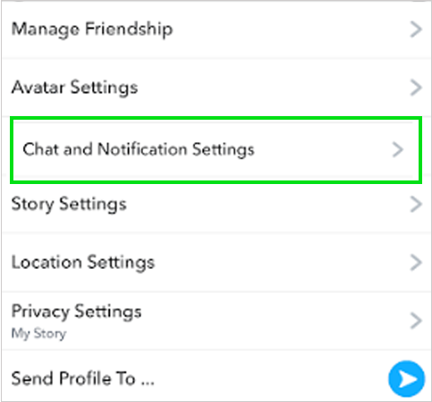 Select Chat and Notification Settingsc
