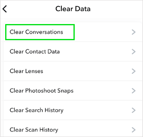 Select Clear Conversations