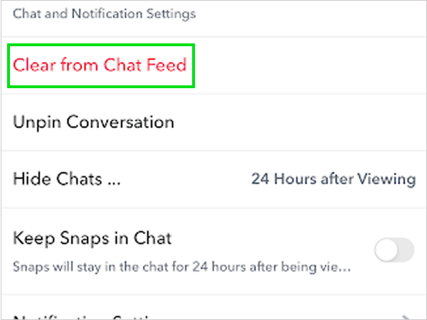 Tap on Clear from Chat Feeds