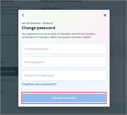 Enter the detail and tap on Change Password.
