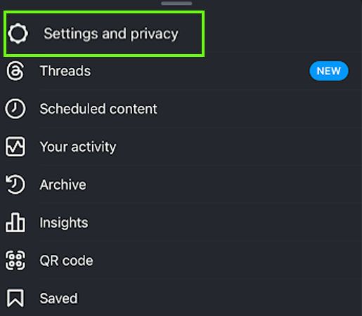 Choose Settings and privacy