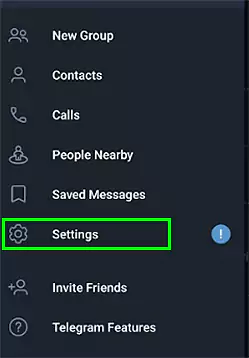 Choose Settings from the list