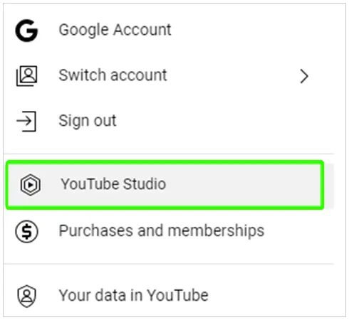Choose YouTube Studio