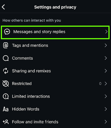Navigate to Message and story replies
