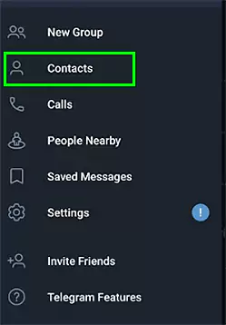 Select Contacts from the list of menu