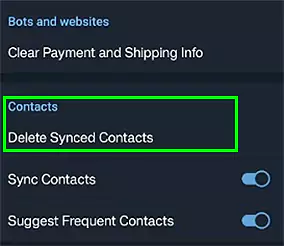 Tap on the Delete Synced Contacts