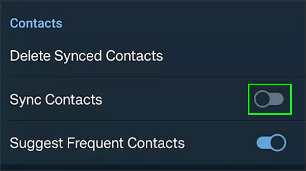 Toggle off the Sync Contacts