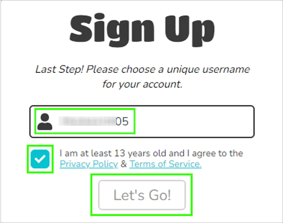 Enter your Username