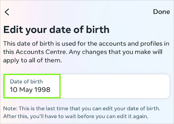 Modify your Birthdate and year
