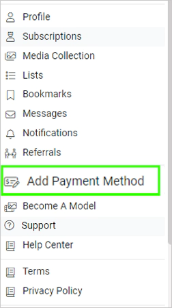 Select Add Payment Methods
