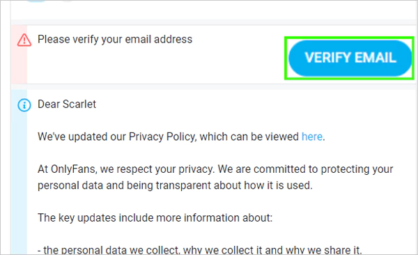 Tap on VERIFY EMAIL