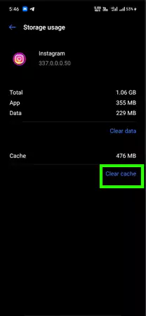 Tap on the Clear Cache option.