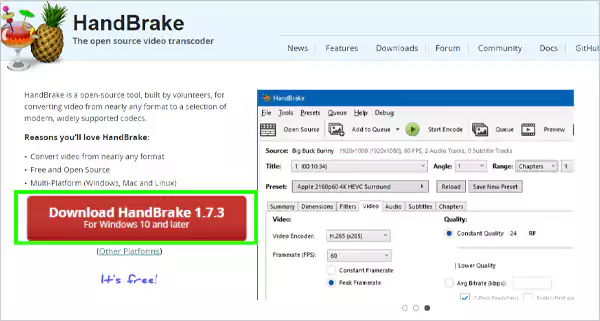 Download and install HandBrake