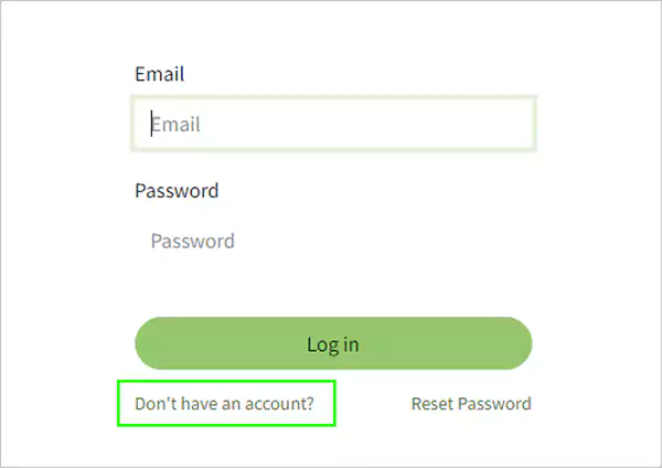 Select ‘Don’t have an account?’