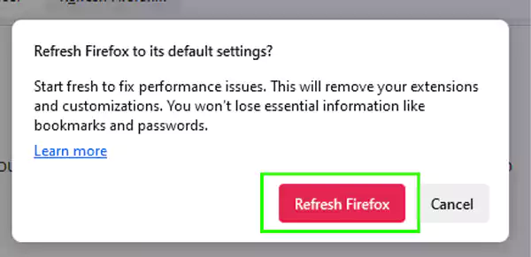 Select Refresh Firefox