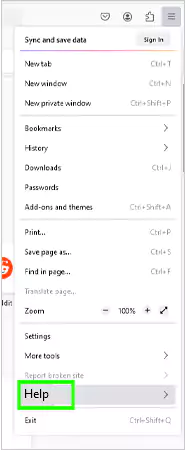 Tap on the Hamburger menu and select Help