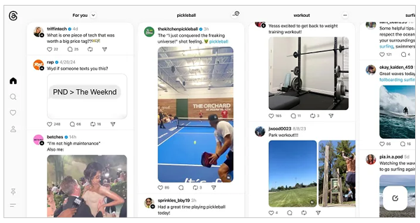 TweetDeck Style Feed Display on Threads Desktop