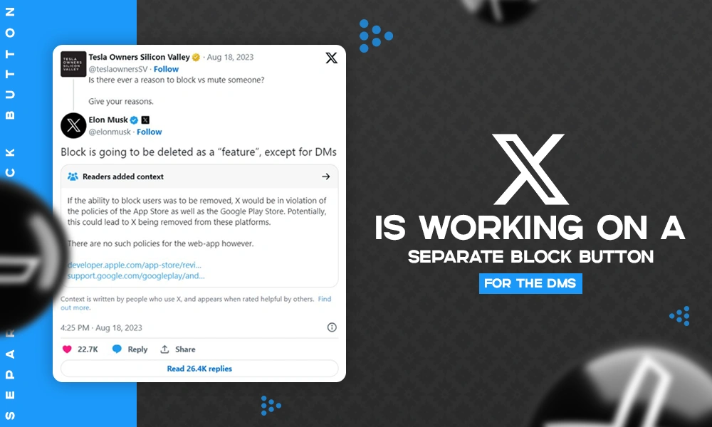 x is working on a separate block button for the dms