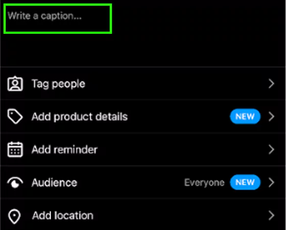 Add captions hashtags and more